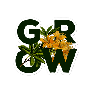 "Grow" Floral Sticker