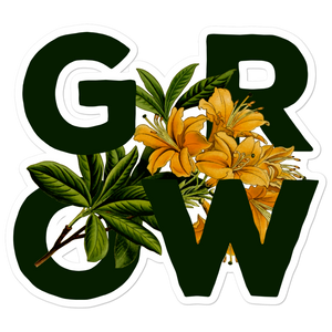 "Grow" Floral Sticker